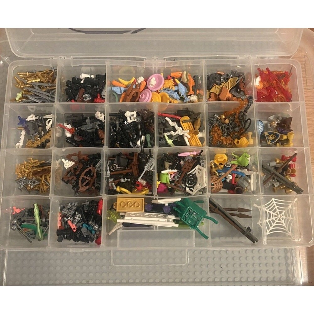 1 Lb 8 Oz Lot Of Lego Minifgure Weapons Accessories Lot Organized Castle Rare